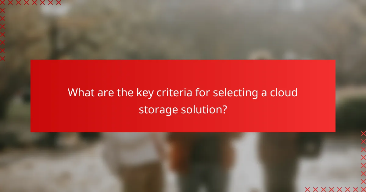 What are the key criteria for selecting a cloud storage solution?