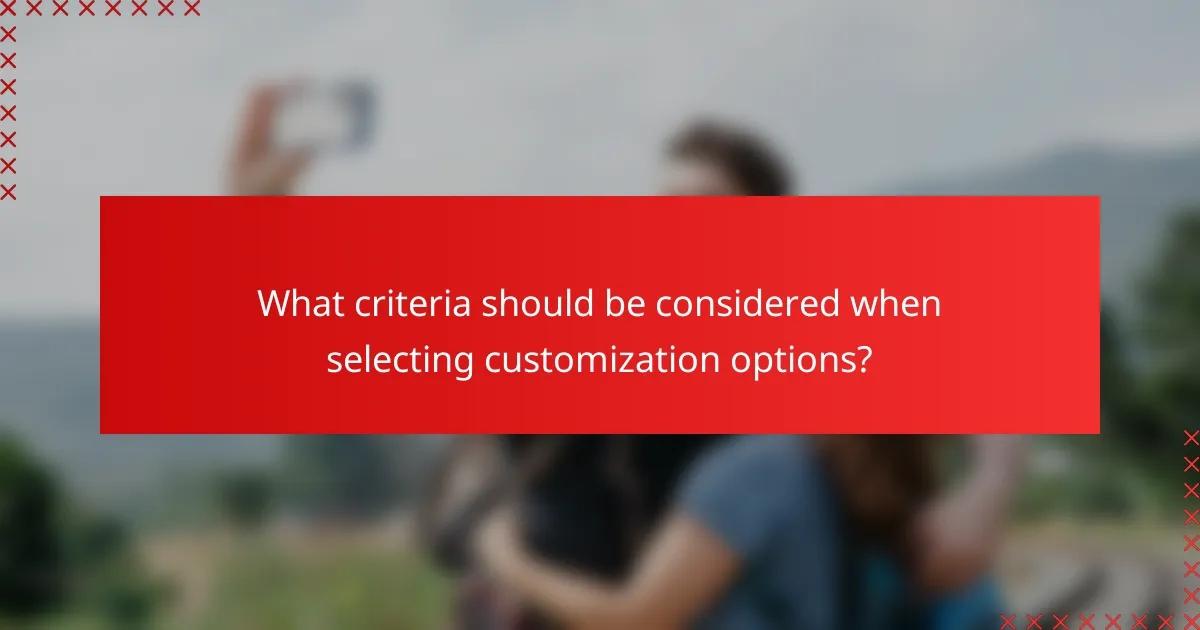 What criteria should be considered when selecting customization options?